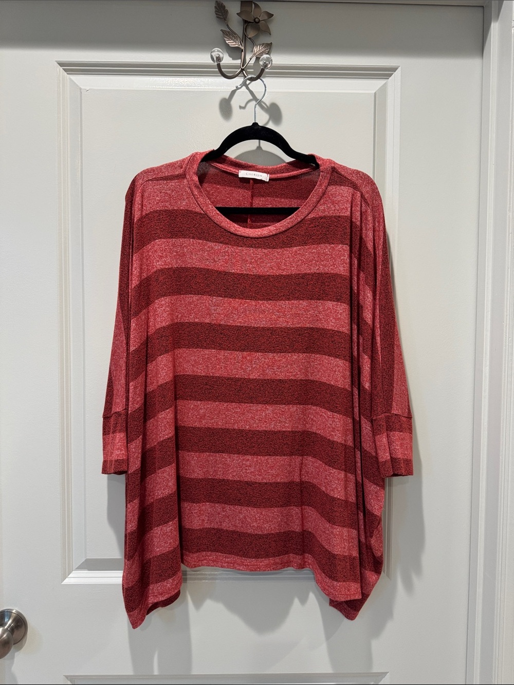 Cherish Red Striped Relaxed Tunic Top